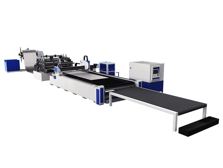 High Efficiency Metal Coil Fed Laser Cutting Machine With Rolling Table And Auto Unloading
